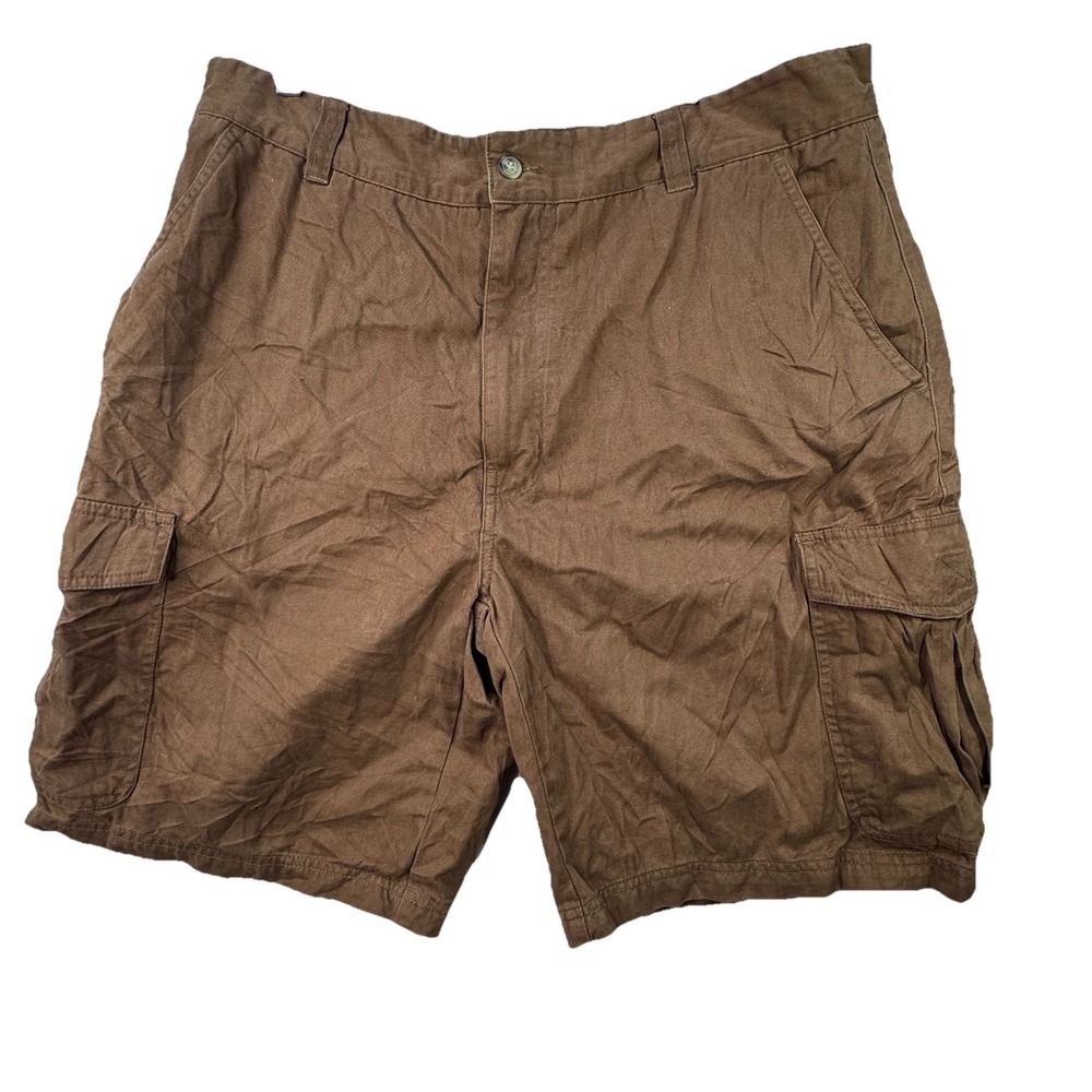 VTG St Johns Bay Cargo Pocket Shorts Mens 38 Brown 100% Cotton Hiking Retro